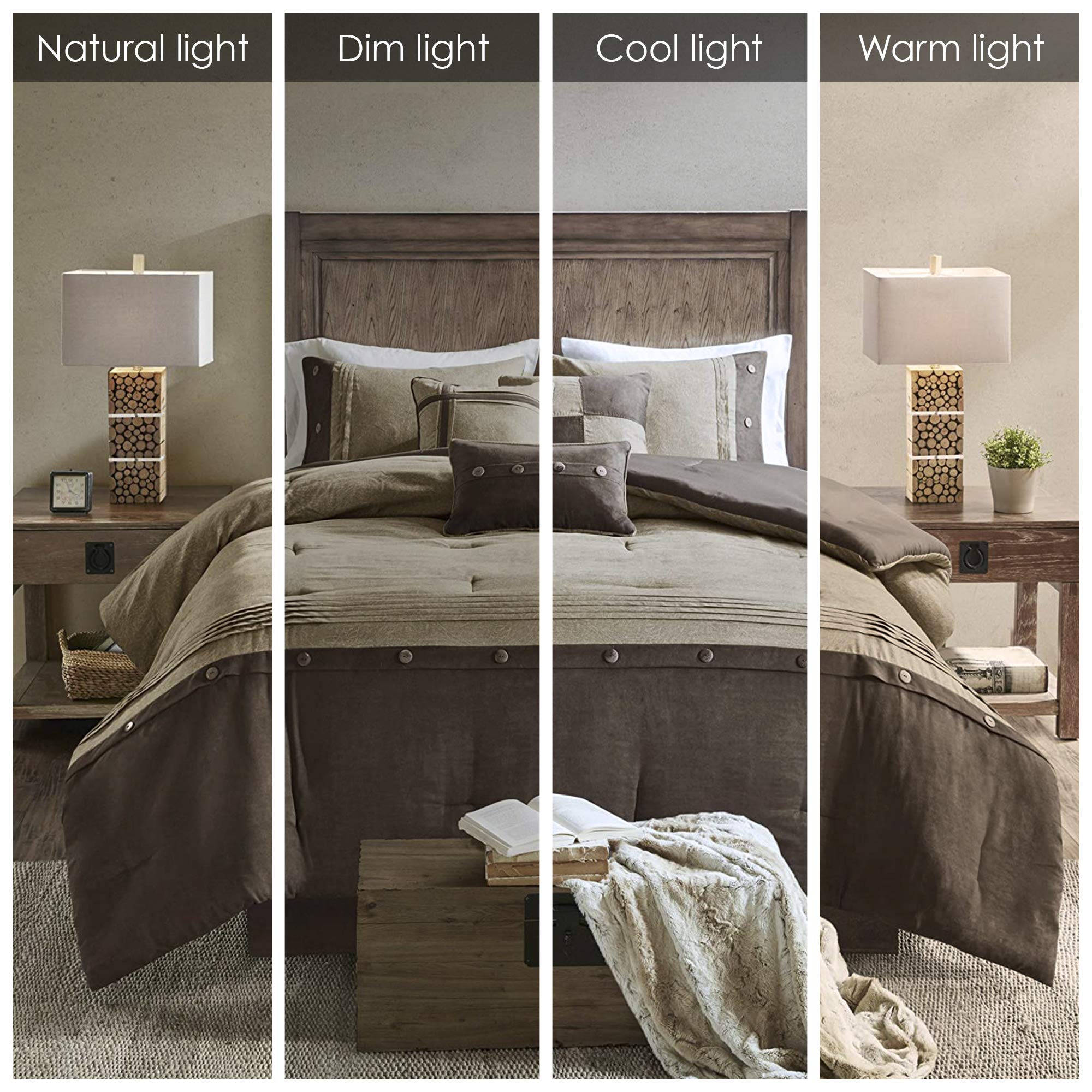 Madison Park Boone Cozy Comforter Set, Faux Suede, Deluxe Hotel Styling All Season Down Alternative Bedding Matching Shams, Decorative Pillow, Queen (90 In X 90 In), Rustic Brown 7 Piece