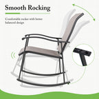 Shintenchi 3 Piece Rocking Bistro Set, Outdoor Furniture With Rocker Chairs And Glass Coffee Table Set Of 3, Balcony, Porch Furniture For Small Space, Gray