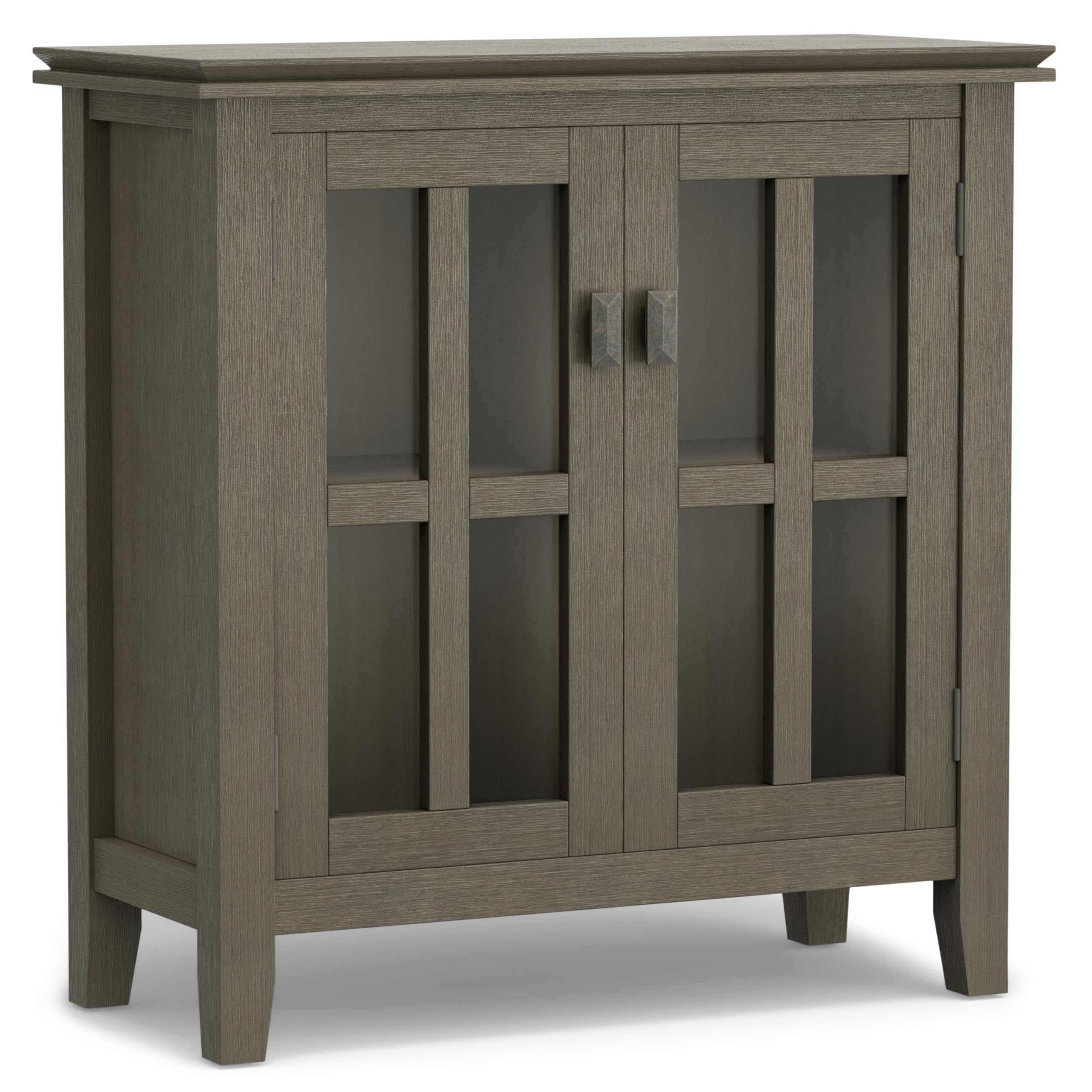 SIMPLIHOME Artisan SOLID WOOD 30 Inch Wide Contemporary Low Storage Cabinet in Farmhouse Grey, For the Living Room, Entryway and