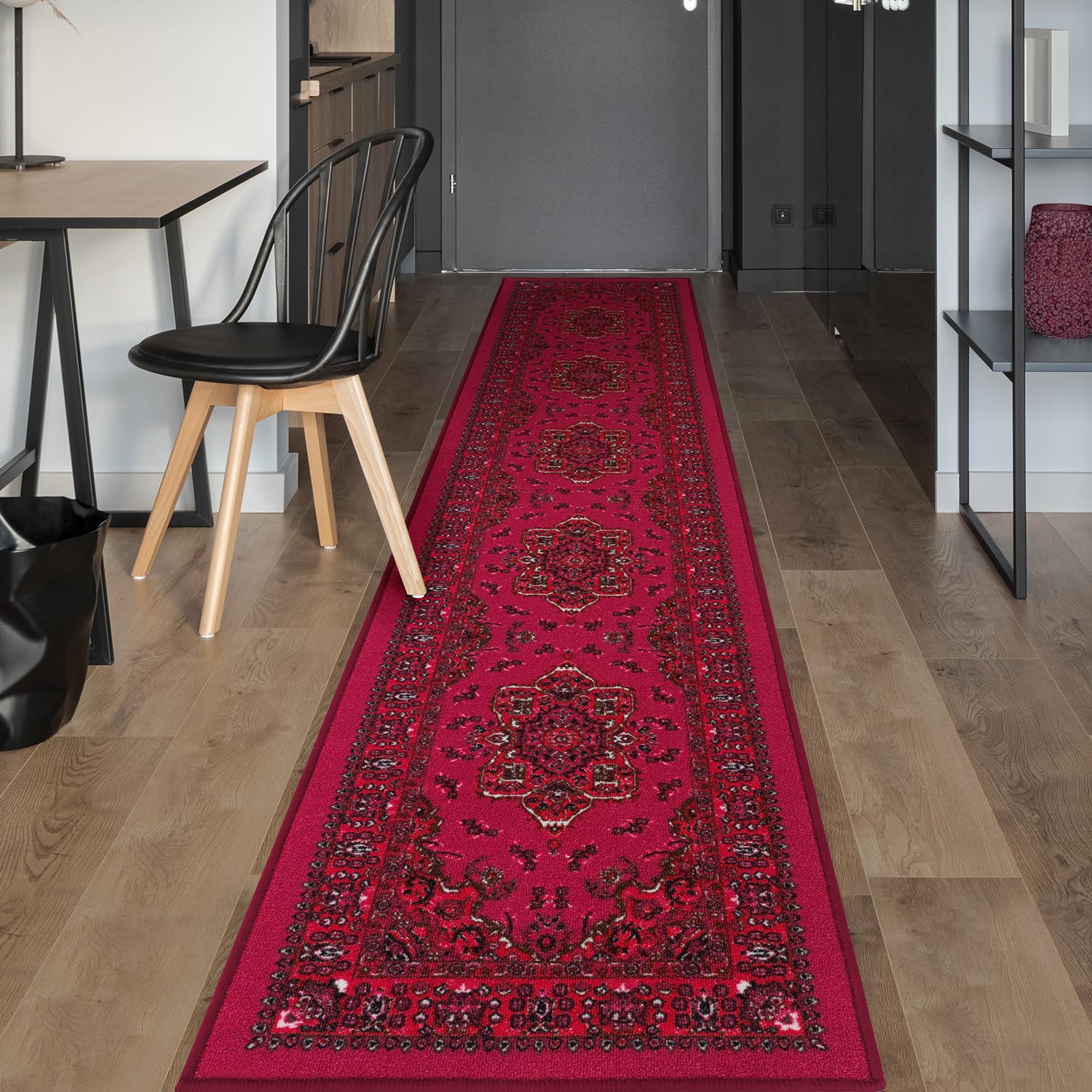 Antep Rugs Alfombras Oriental Traditional 2x10 Non-Skid (Non-Slip) Low Profile Pile Rubber Backing Indoor Runner Rugs (Pink, 2 