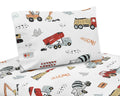 Sweet Jojo Designs Construction Truck Queen Sheet Set - 4 piece set - Grey Yellow Orange Red and Blue Transportation