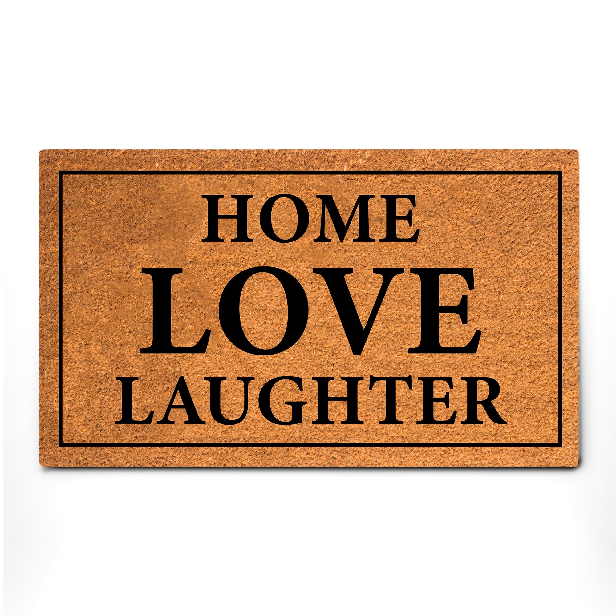 PLUS Haven Coco Coir Door Mat with Heavy Duty Backing, Natural Welcome Home Love Laughter Door Doormat, 17.5   x 30    for Entra