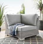 Modway Conway Outdoor Patio Wicker Rattan, Corner Chair, Light Gray Gray