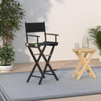 Casual Home Director'S Chair ,Black Frame/Black Canvas,30" - Bar Height