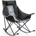 Dowinx Oversized Rocking Camping Chair, Fully Padded Patio Chair with Side Pocket and Carry Bag, High Back Portable Lawn Recline