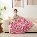 Snuggle Sac Ultra Soft Pink Leopard Blanket Twin Size - Oversized Reversible Cheetah Bedding Blanket, Leopard Pattern Throw For
