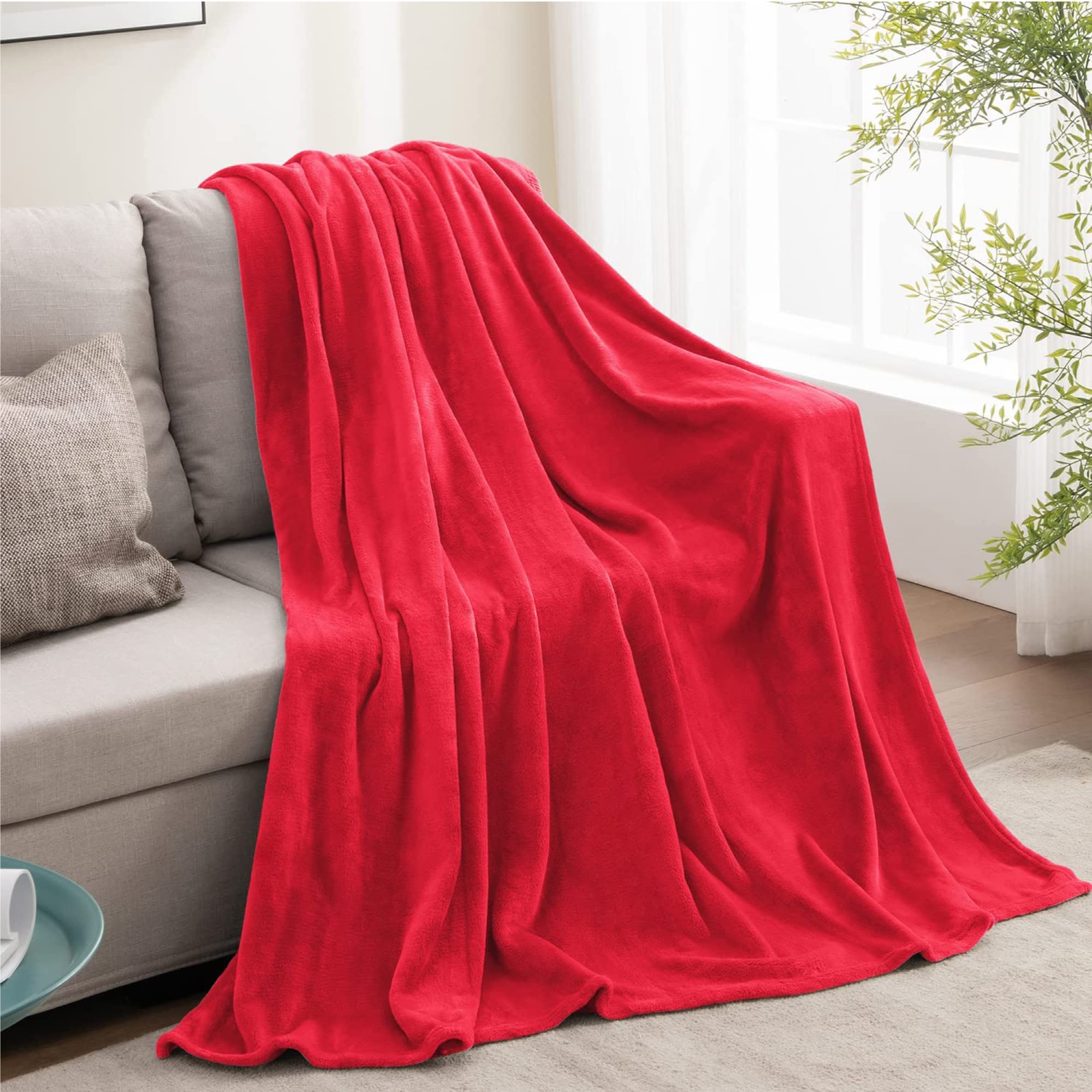 Bedelite Fleece Blanket Red Throw Blanket For Couch & Bed, Luxury Plush Cozy Fuzzy Blanket 50' X 60', Super Soft Warm Lightwei