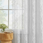 102 Inch Length White Lace Curtains 2 Panels Set Country Rustic Leaf Floral Knitted Vintage Lace Curtains For Living Room Bedroo