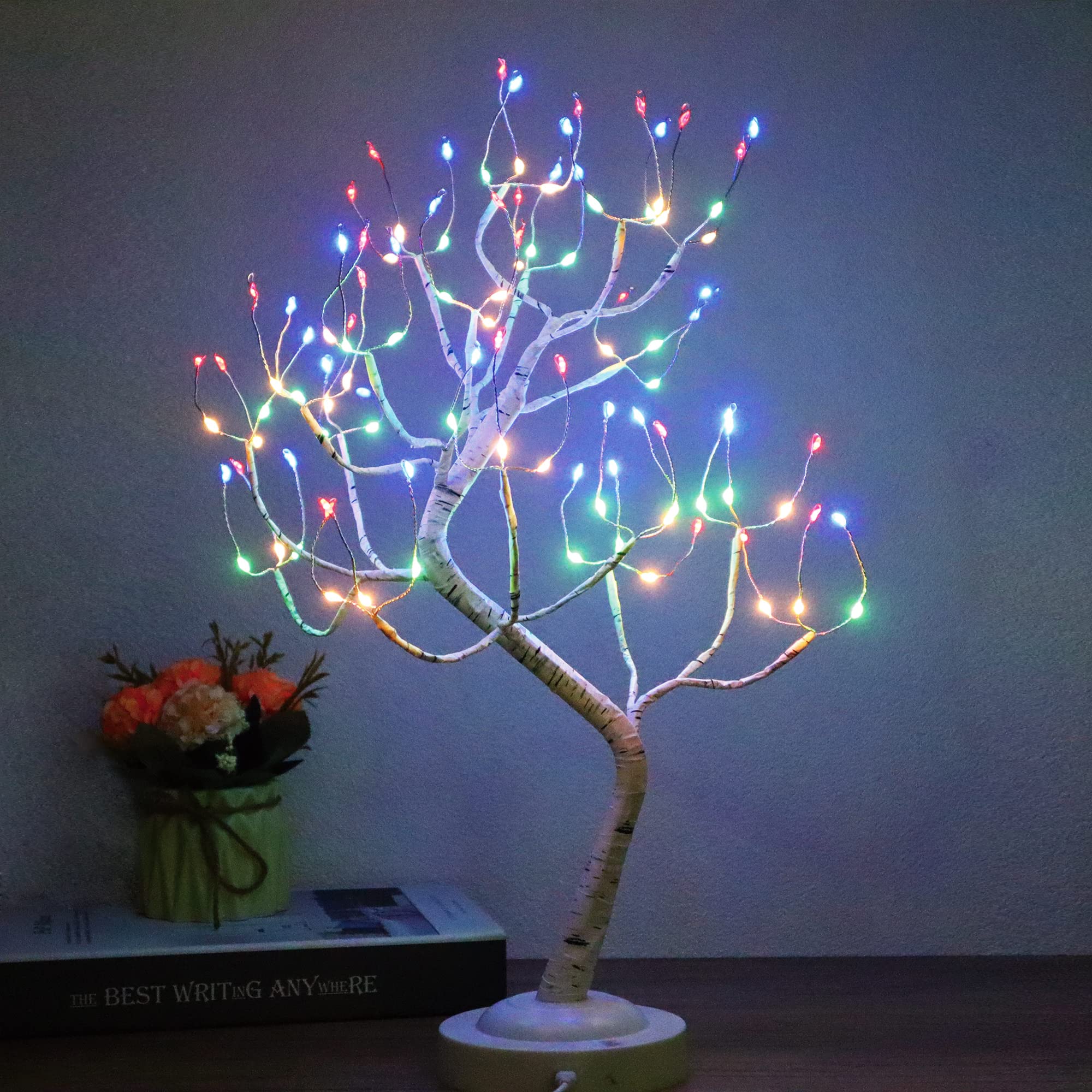 Tabletop Bonsai Tree Light,108L LED Tree Lamp,Halloween Tree with 8 Mode& Timer,Artificial Tree with Lights USB & Battery Operat