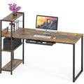 SHW 46-Inch Mission Desk with Side Shelf, 24 Deep, Rustic Brown