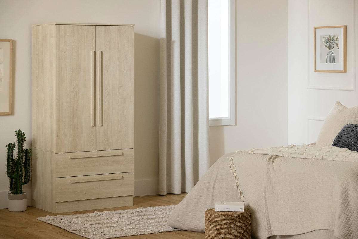 South Shore Furniture Acapella Wardrobe Armoire with Doors and Drawers, Bleached Oak