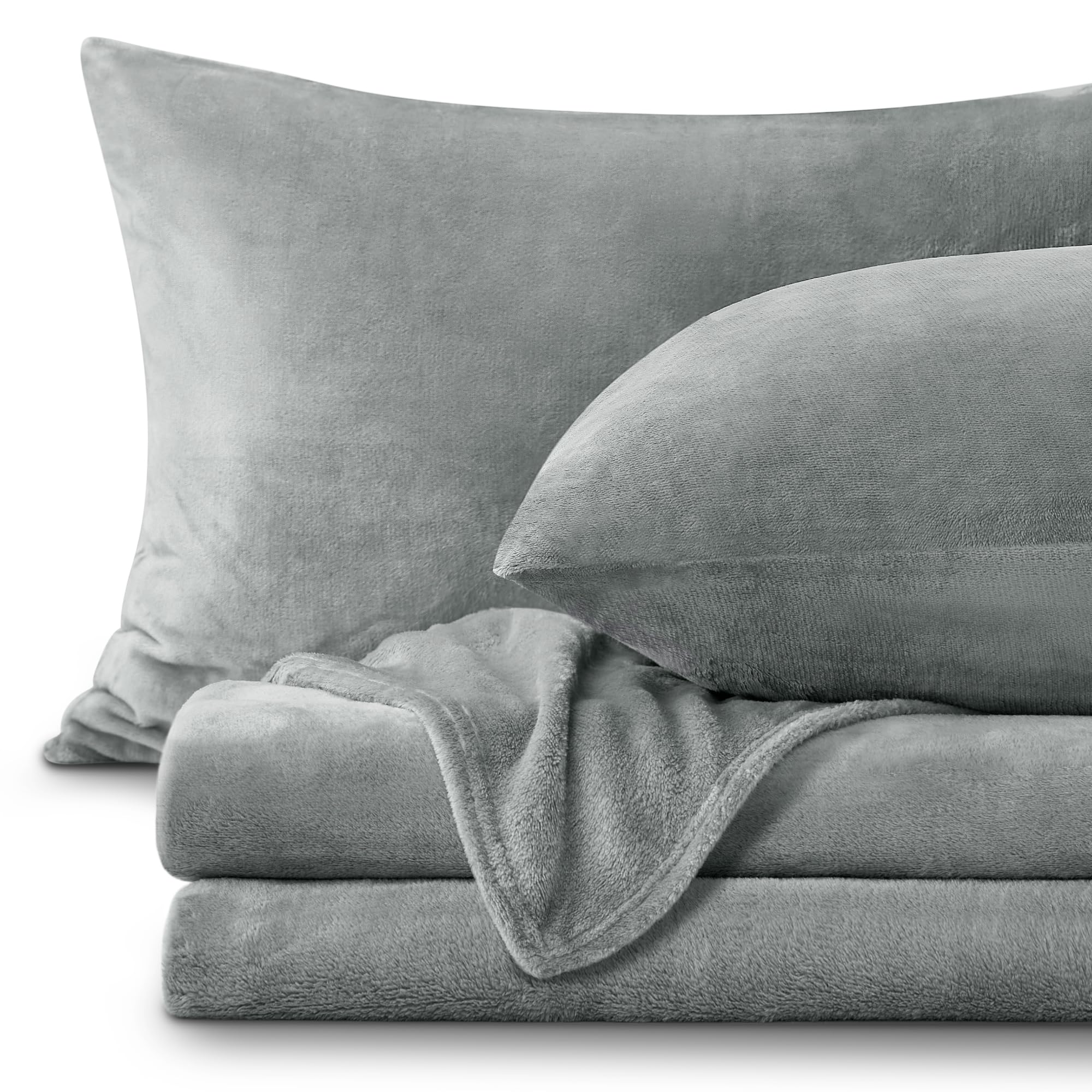 Bedelite Flannel Sheets Twin Size Grey - Super Soft Fleece Sheets Set Fluffy Extra Plush, 3 Piece(Include Fitted Sheet, Flat She
