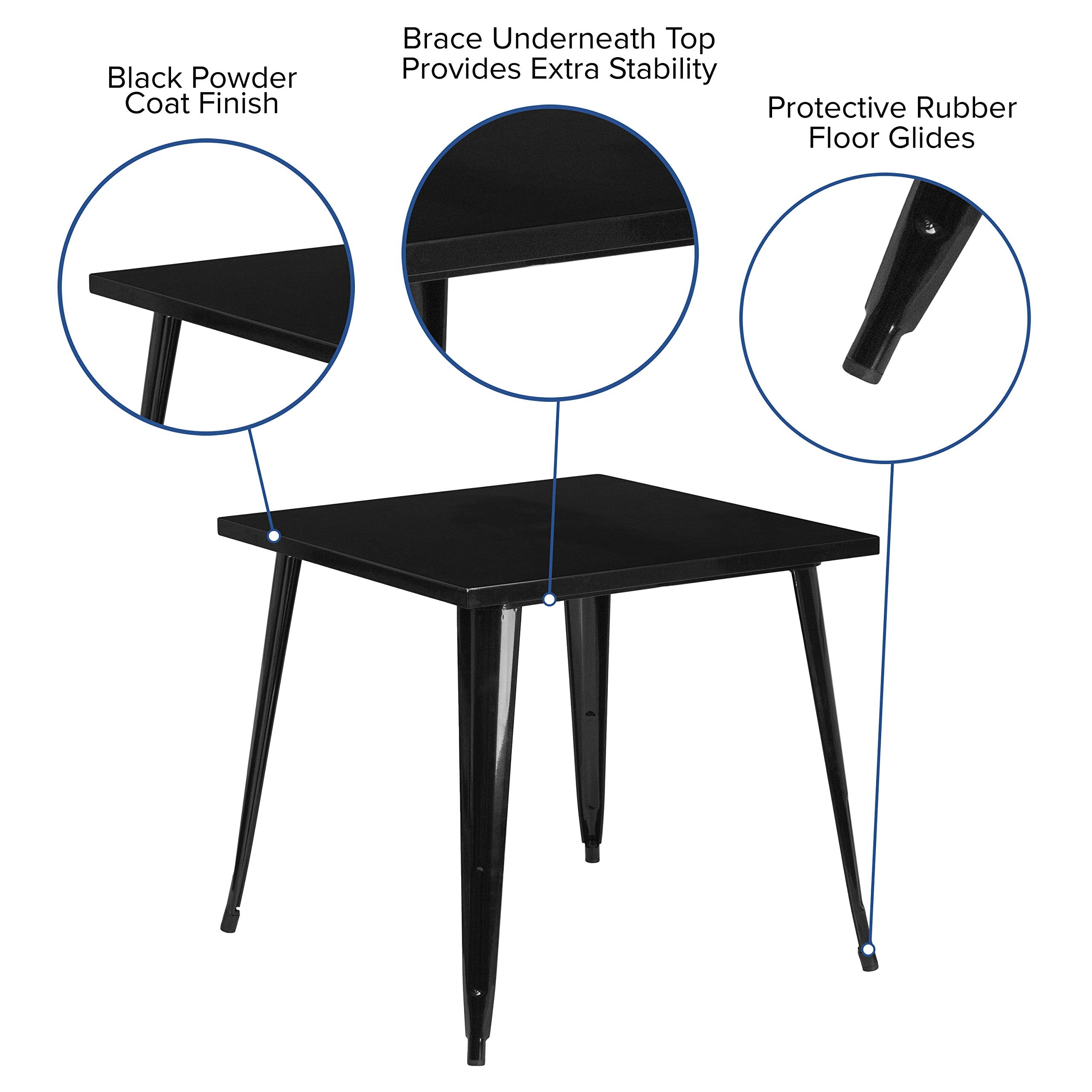 Flash Furniture Toby Commercial Grade 31.75" Square Black Metal Indoor-Outdoor Table