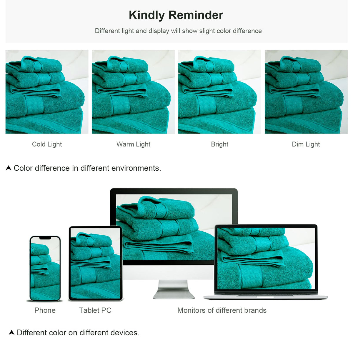 COZYART Turquoise Bath Towel Set 6 Piece 100% Turkish Cotton 650GSM Hotel Quality Soft Absorbent