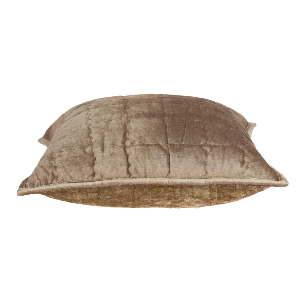 HomeRoots 50% Cotton, 50% Viscose 20' x 7' x 20' Transitional Taupe Solid Quilted Pillow Cover with Poly Insert