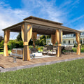 Erommy 12' X 20' Hardtop Gazebo, Galvanized Steel Double Roof Gazebo With Aluminum Frame, Permanent Outdoor Metal Pavilion With