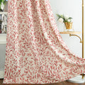 Vogol Country Style Farmhouse Curtains & Drapes, Red Leaves Pattern Light Filtering Drapes For Living Dining Room, 1 Panel Faux