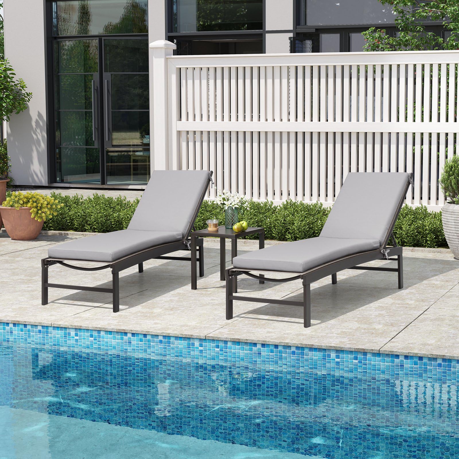 Crestlive Products Chaise Lounge Cushion Set Of 2, Outdoor Cushion For Patio Furniture, Outside Chair Comfortable Cushion Water