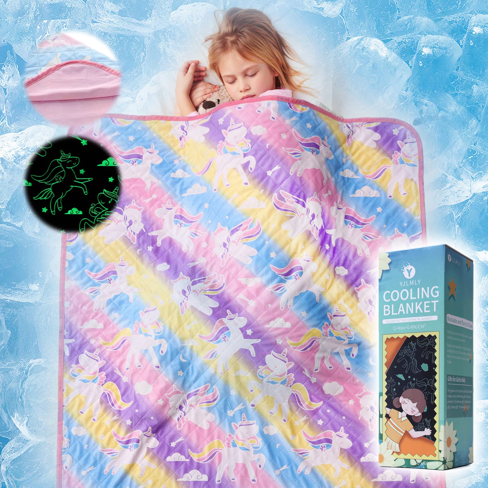 Yjlmly Glow In The Dark Blanket Gifts For Girls Kids Throw Luminous Blanket Soft Flannel Blanket Toys For 1-10 Year Old Girls,Th