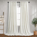 Mrs.Naturall Extra Long Curtains 120 Inch Length For Living Room 2 Panels Rod Pocket Draperies Semi Sheer Linen Burlap Decor Floor To Ceiling Ivory Cream Curtains For Bedroom Patio Sliding Door 38X120