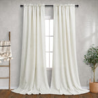Mrs.Naturall Extra Long Curtains 120 Inch Length For Living Room 2 Panels Rod Pocket Draperies Semi Sheer Linen Burlap Decor Floor To Ceiling Ivory Cream Curtains For Bedroom Patio Sliding Door 38X120