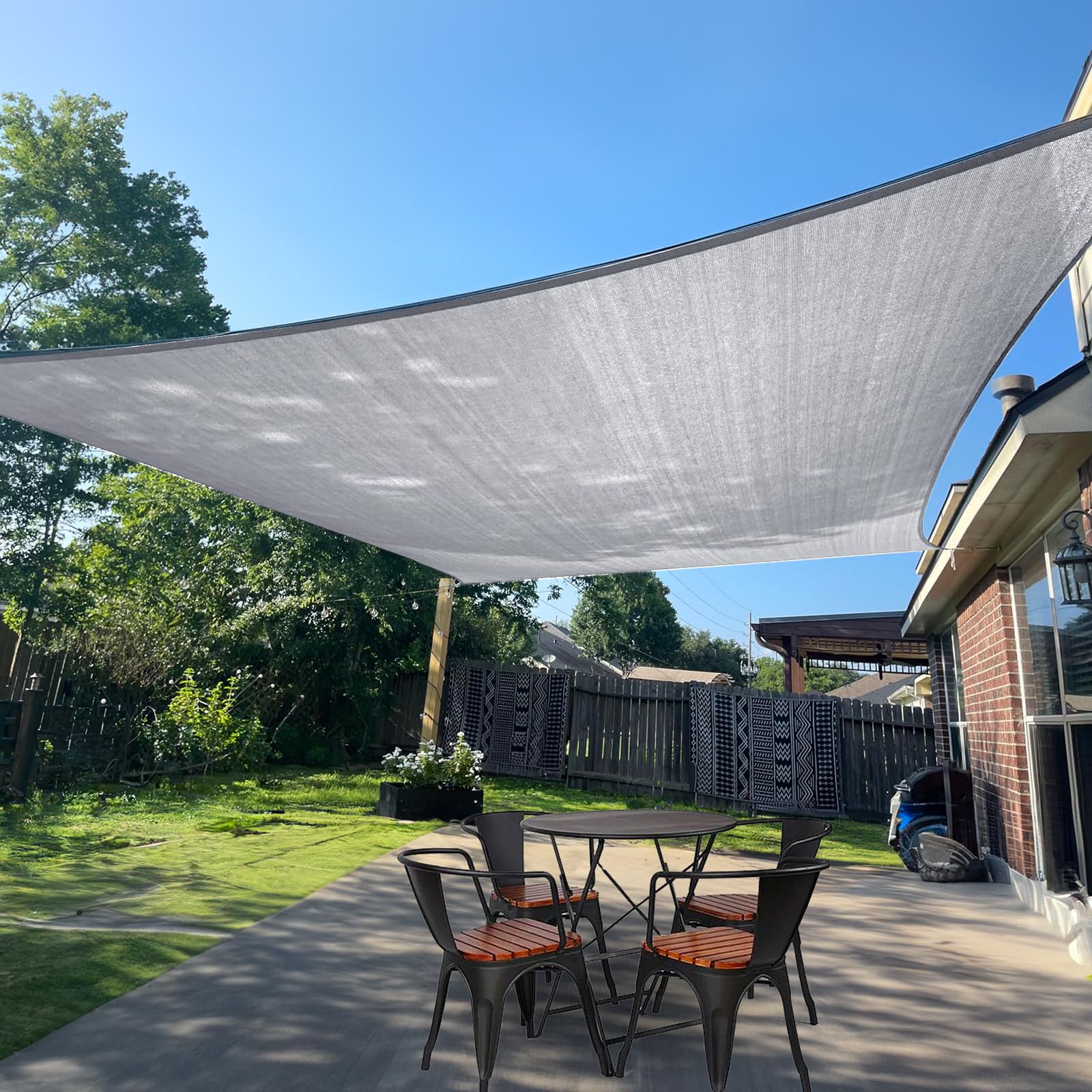 Sunlax Sun Shade Sail 8' X 8' Silver Square Canopy Sail Shade Cover Uv Block Permeable Sunshade Outdoor For Patio Backyard (We M