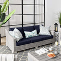 Modway Conway Outdoor Patio Wicker Rattan, Sofa, Light Gray Navy
