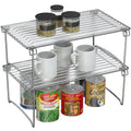 Deco Brothers Stackable Cabinet Shelf Organizer, 2 Pack, Chrome