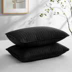 Southshore Fine Linens - Vilano Springs - Pair Of Quilted Pillow Sham Covers (No Inserts), 26' X 26', Black