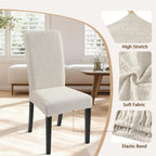 Searchi Jacquard Dining Room Chair Covers Set Of 6, Stretch Kitchen Chair Covers Washable Parsons Chair Slipcover Removable Dining Chair Protectors For Hotel,Ceremony(Beige Floral Texture)