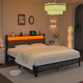 Winkalon Full Bed Frame with Ergonomic Headboard, Platform Bed Frame with RGB Lights, Outlets & Charger, Fast Assembly Bed Full 