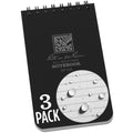 Rite In The Rain Weatherproof Top Spiral Notebook, 3' X 5', Black Cover, Universal Pattern, 3 Pack (No. 735-3X)
