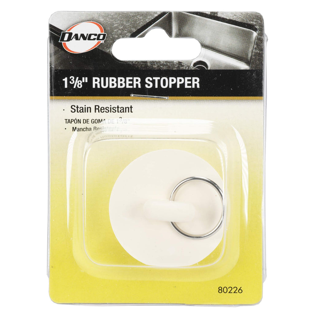 Danco 1-3/8-Inch Rubber Drainstopper, White, Carded, 80226