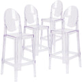 4 Pk. Ghost Barstool in Transparent Crystal with Oval Back
