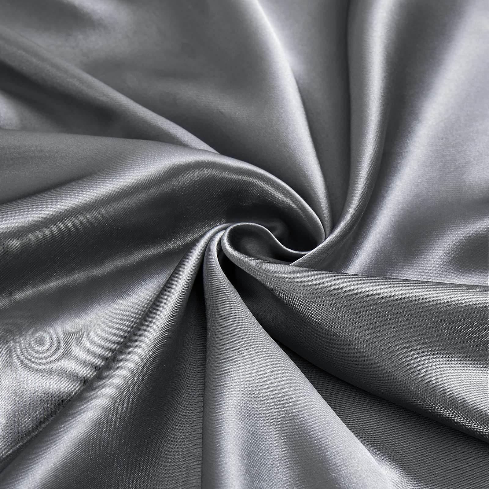 Ersmak 7 Pieces Satin Sheets Set King Size, Luxury Silky Grey Satin Bed Sheets Set With 1 Deep Pocket Fitted Sheet, 1 Soft Flat
