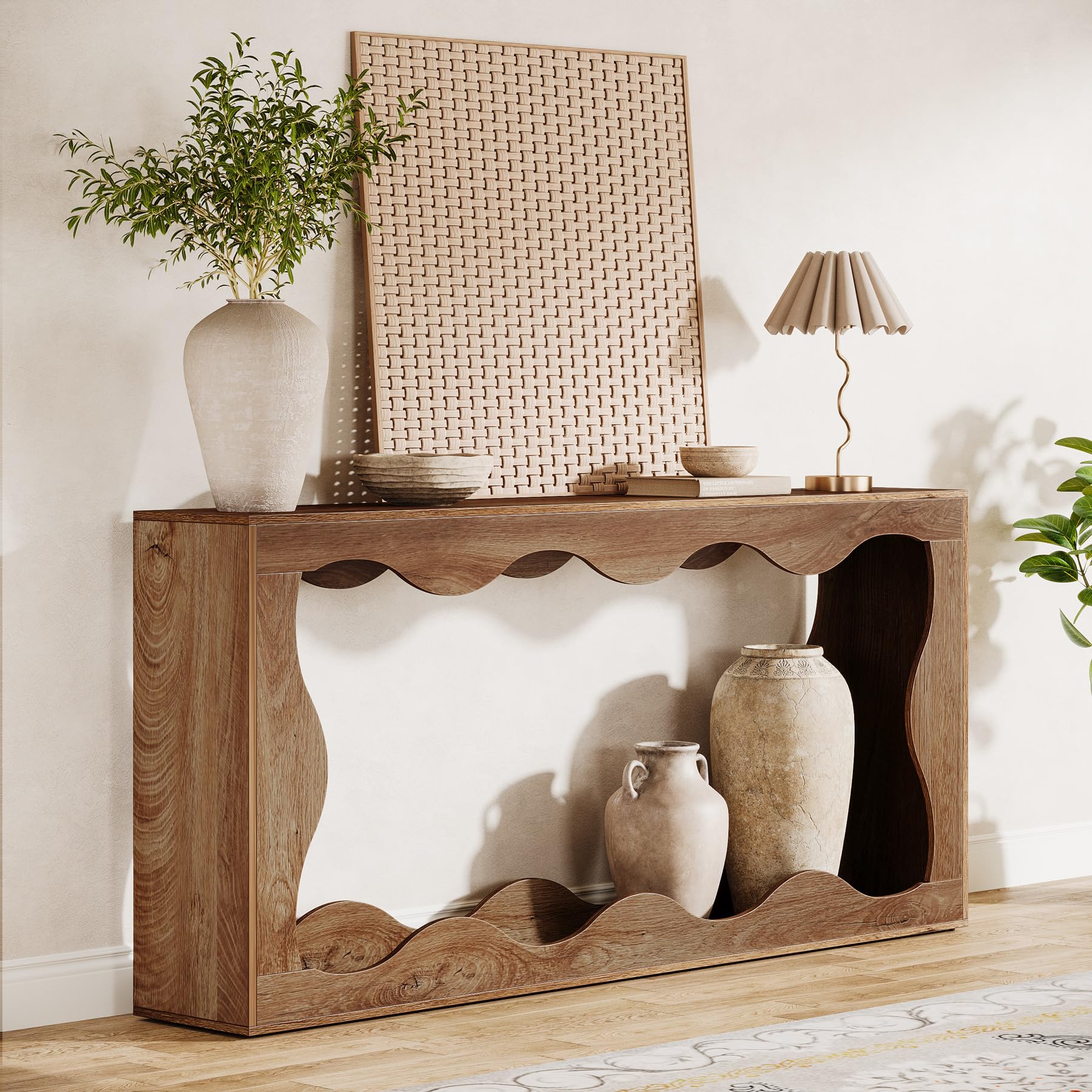 Tribesigns 63 Inches Farmhouse Console Table with Storage, Couch Table Behind Sofa, Long Entryway Sofa Station, Narrow Console S