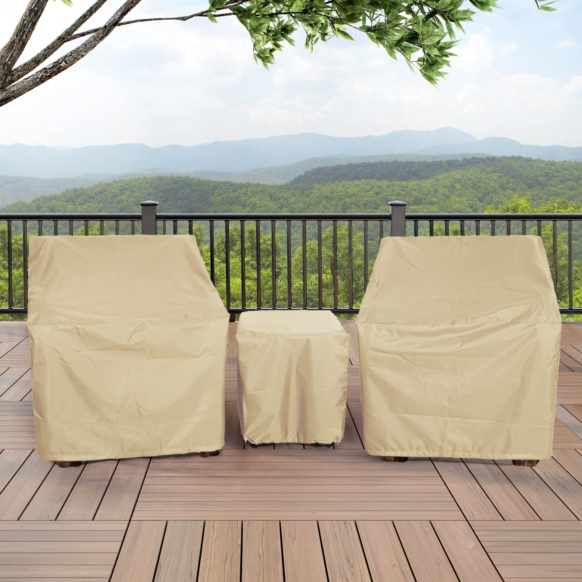 Baner Garden Patio Furniture Covers,Outdoor Furniture Cover Waterproof,Patio Furniture Set Covers For 3 Piece Outdoor Bistro,Patio Sofa Covers Set For 2 Chairs And Coffee Table,Khaki