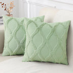 Decoruhome Spring Throw Pillow Covers 22X22 Inch Set Of 2, Soft Plush Faux Fur Wool Sage Green Couch Pillow Covers, Decorative Pillow Cases For Bed Sofa Living Room Home Decor