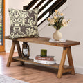 Wnutrees 43  Farmhouse Wood Bench, Long Rustic Indoor Storage Bench for Entryway, Living Room, Dining Room, Solid Wood Construct