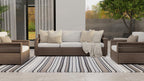 Mad Mats Geometric Outdoor Rug, Reversible Plastic Mat (5' X 8', Stripes - Cool Grey)