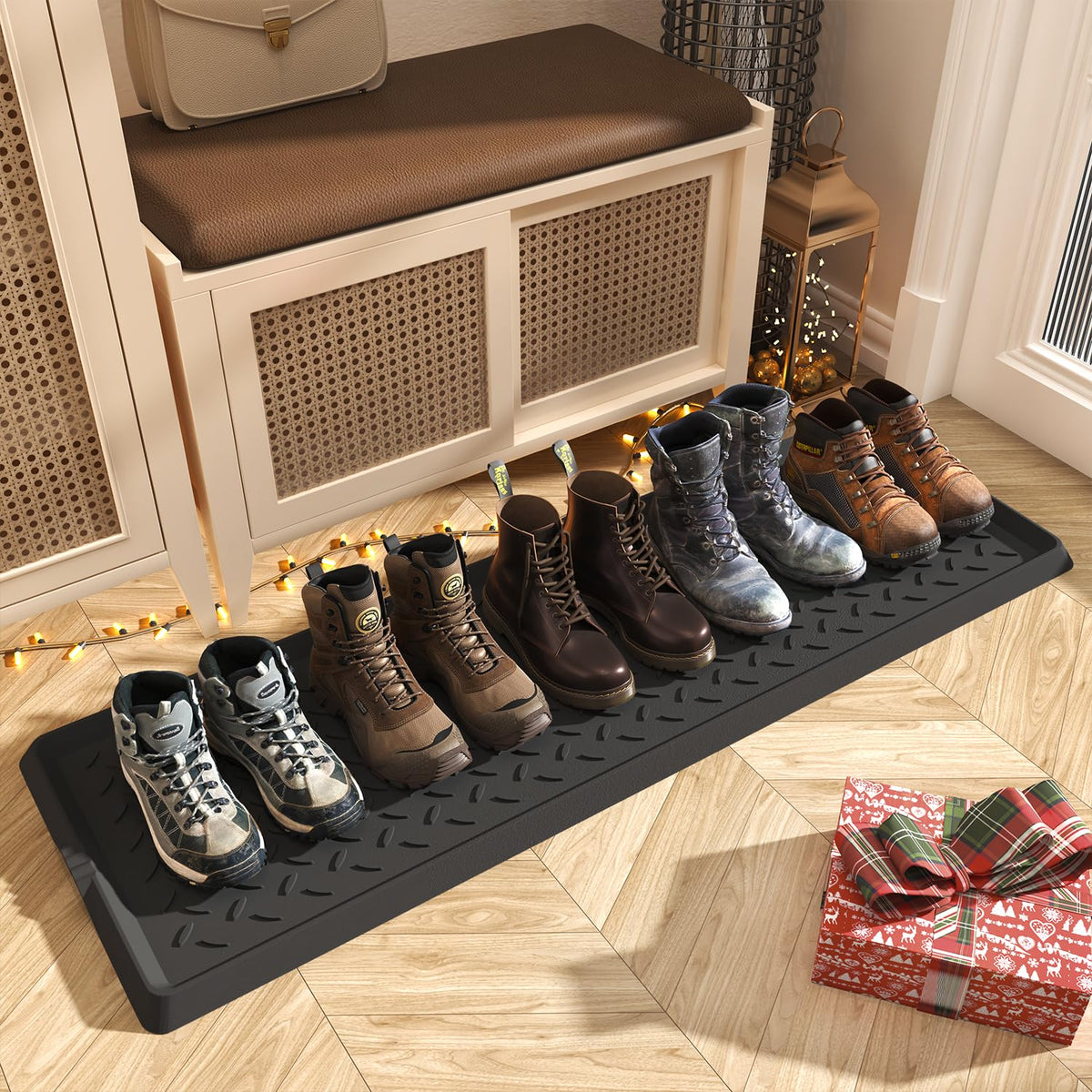 Supenuin Extra Large Boot Tray 48 Inch Boot Storage Heavy Duty Rubber Mats For Floor Waterproof Boot Mat Tray For Entryway Multi