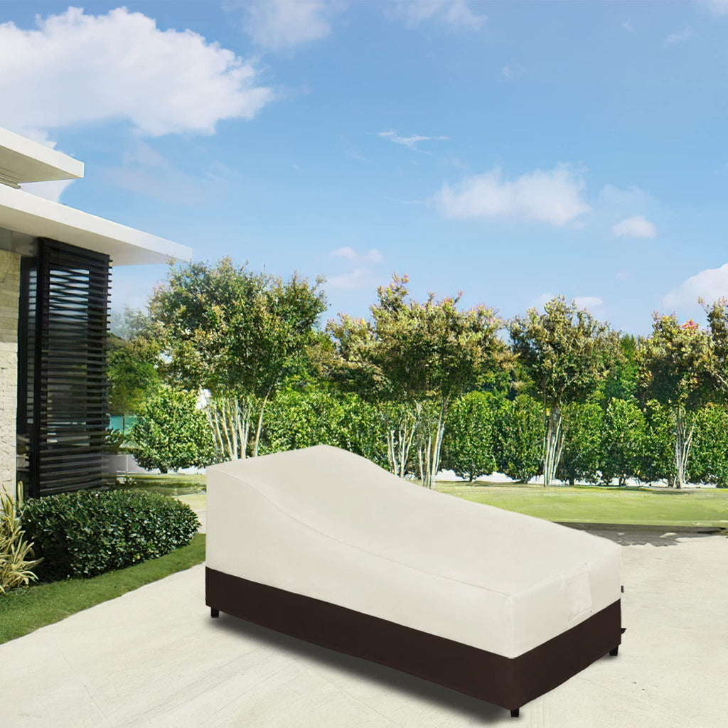Easy-Going Waterproof Outdoor Chaise Lounge Cover, Heavy Duty Patio Lounge Chair Cover, Windproof Outdoor Furniture Cover With Air Vent 1 Pack-84Wx34Dx32H Inch, Gray/Dark Gray