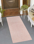 Unique Loom Collection Casual Transitional Solid Heathered Indoor/Outdoor Flatweave Area Rug (2' x 8' Runner, Whisper Pink/Ivory