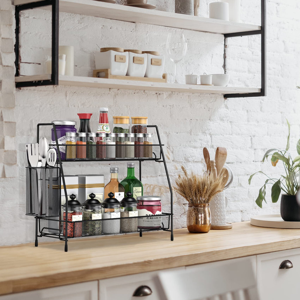 Spispi Bathroom Organizer Countertop, Spice Rack Organizer For Cabinet,Bathroom Counter Organizer, Kitchen Countertop Organizer,