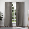 Twopages Carbon Grey Pinch Pleated Drape 96 Inch Length Linen Light Filtering Room Darkening Curtain For Bedroom, Double Layer L