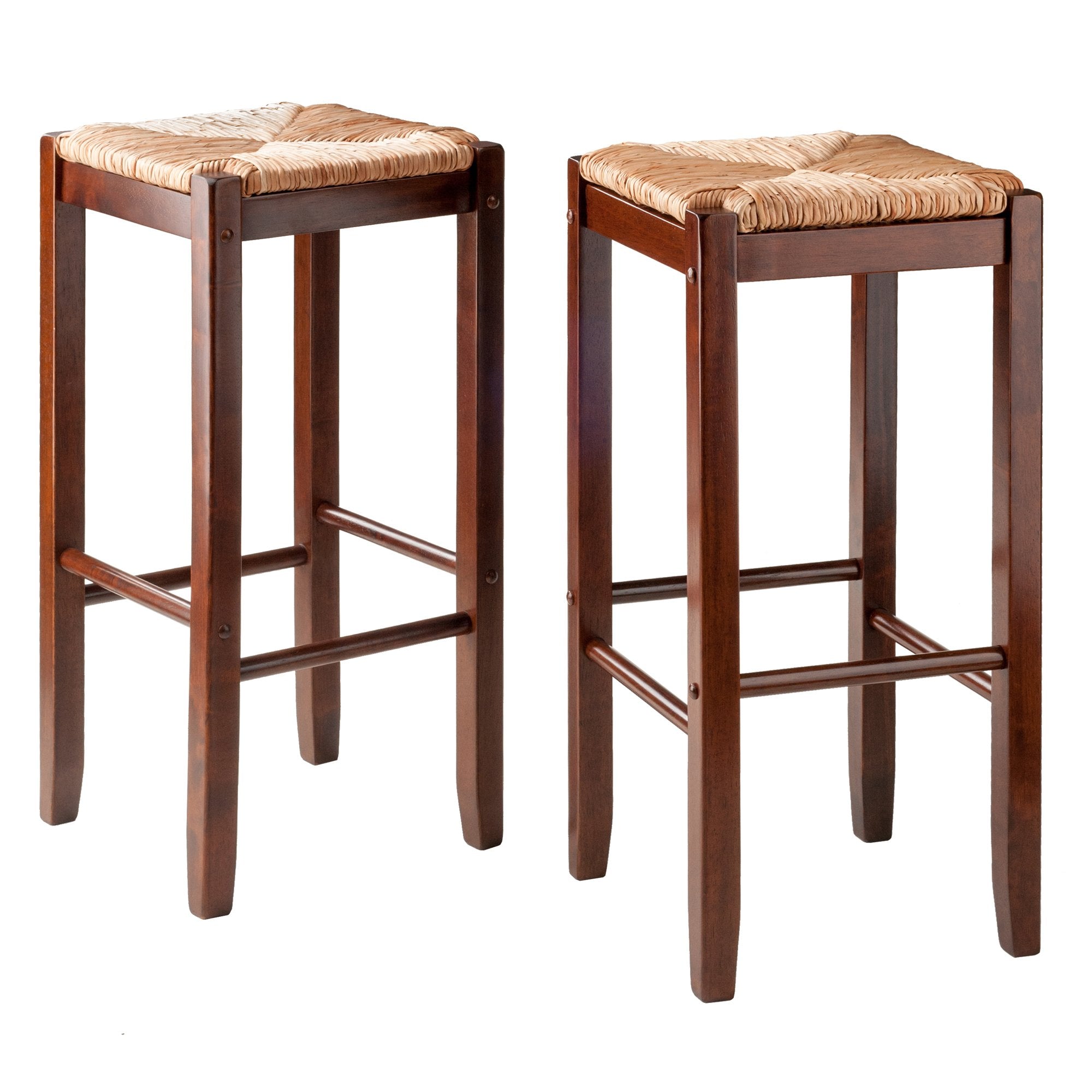 Winsome Bar Stools Rush Seat Kaden Set, Walnut, 29, 2 Piece