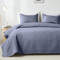 Akkialla King Size Quilt Set,Bluish Grey Ultrasonic Bedspread,Lightweight Soft Coverlet With Modern Coin Pattern,All Season Cali