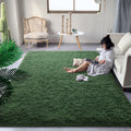 DweIke Super Soft Shaggy Rugs Fluffy Carpets, 5x8 ft, Dark Green Area Rug for Living Room Bedroom Girls Kids Room Nursery Home D