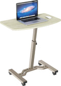 SHW Mobile Height Adjustable Laptop Rolling Cart with Height Adjustment from 28 to 33, Maple