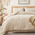 Zzlpp King Comforter Set 7 Pieces, Beige Tufted Bed In A Bag With Comforter And Sheets, All Season Boho Bedding Sets With 1 Comf